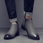 Men's boots new style Chelsea boots versatile side zipper men's shoes versatile fashion European and American men's short boots ankle boots - Image 2