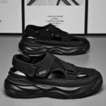 Croc Shoes Men's  New Summer Outerwear Work Dad Driving Sandals Men's Baotou Sports Beach Sandals - Image 3