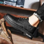 Men's Leather Shoes Autumn and Winter New Frock British Style Casual Business Small Leather Shoes Retro Low-top Big-head Martin Boots - Image 4