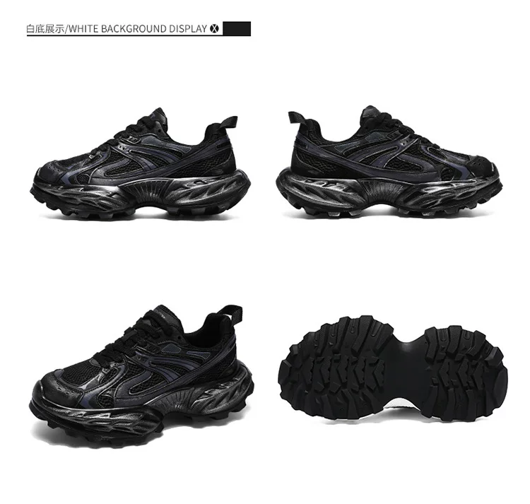 European Station Four Seasons Men's Shoes Spring Mesh Breathable Casual sneaker All-match Student Thick Sole Increased Dad Shoes 29 undefined