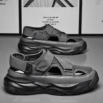 Croc Shoes Men's  New Summer Outerwear Work Dad Driving Sandals Men's Baotou Sports Beach Sandals - Image 2