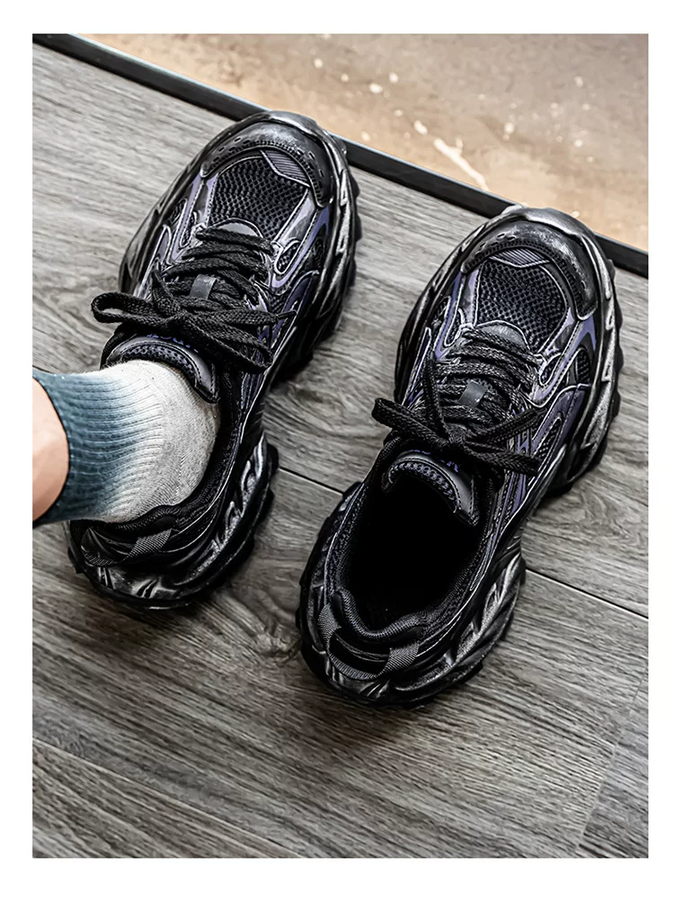 European Station Four Seasons Men's Shoes Spring Mesh Breathable Casual sneaker All-match Student Thick Sole Increased Dad Shoes 26 undefined