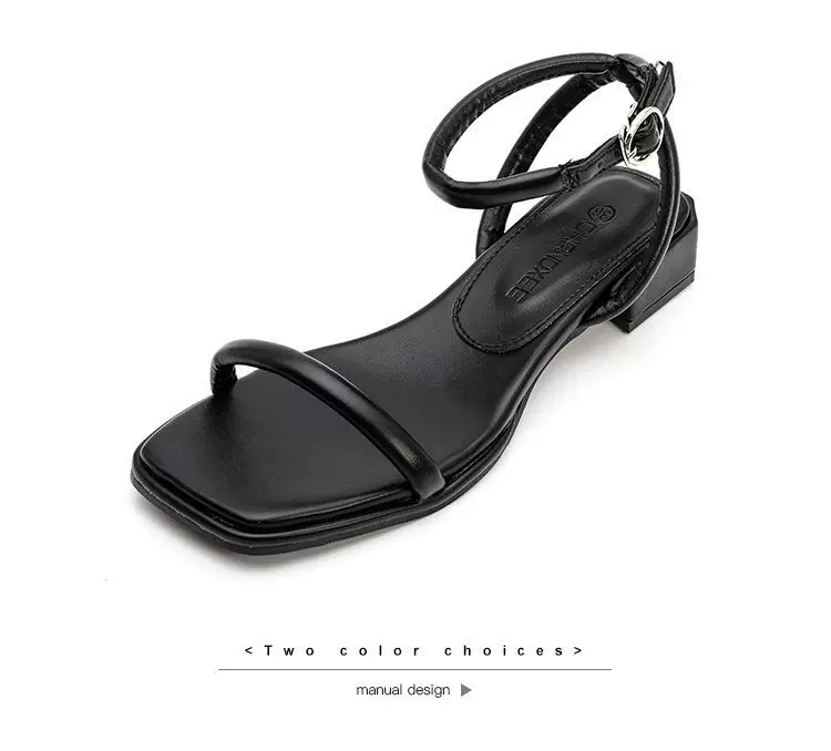 Tweed Style Beach Thick Heel Strap Sandals Women's New Summer Style Retro White Fairy Shoes 5 undefined