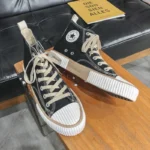 Spring New High-Top Canvas Shoes for Men Ins Hong Kong Style Trendy Breathable Couple Casual Sneakers Student Cloth Shoes
