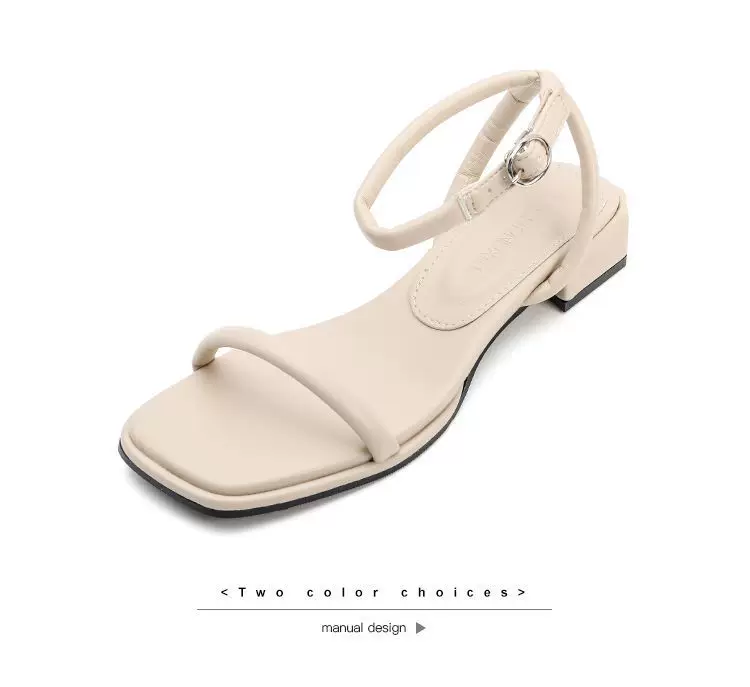 Tweed Style Beach Thick Heel Strap Sandals Women's New Summer Style Retro White Fairy Shoes 13 undefined