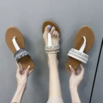 Southeast Asia Running Slippers with Clip Toe Flat Bottom Net Red Running Slippers