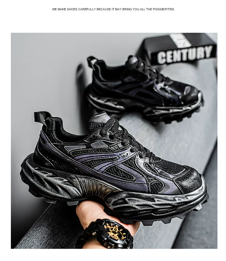European Station Four Seasons Men's Shoes Spring Mesh Breathable Casual sneaker All-match Student Thick Sole Increased Dad Shoes 25 undefined