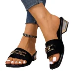 Cross-Border Square Toe Chain Low-Heeled Slippers for Outer Wear - Image 5