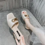 Sandals and Slippers High-heeled Women's New All-match Comfortable Women's Summer Thick-heeled Women's Slippers with Buckle Internet Celebrity Hot Outfit - Image 5