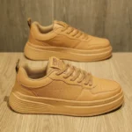 White Men's Shoes Spring New Breathable Low-top Thick-soled Trendy All-match Sneakers Men's Height-increasing Casual Fashion Trendy Shoes - Image 3