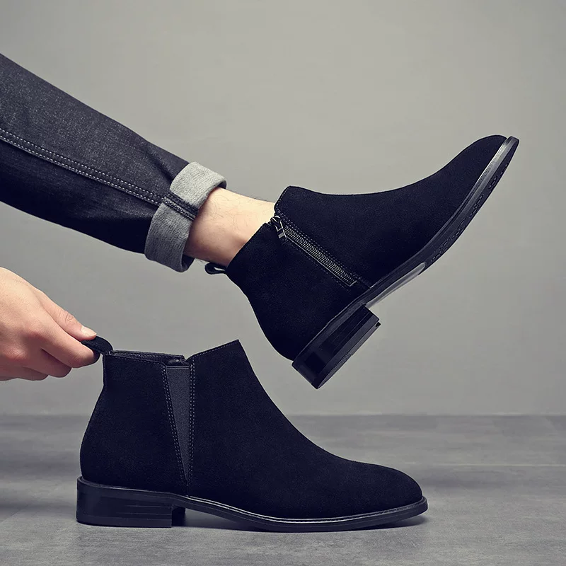 Men's boots new style Chelsea boots versatile side zipper men's shoes versatile fashion European and American men's short boots ankle boots 12 O1CN01kvylRR1LoyZoL1j5Y 2217524061347 0 cib