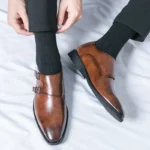 Cheap Cross-Border Large Size New Leather Shoes Fashion Trend Buckle Casual Leather Shoes Men's Business Formal Shoes Wedding Shoes