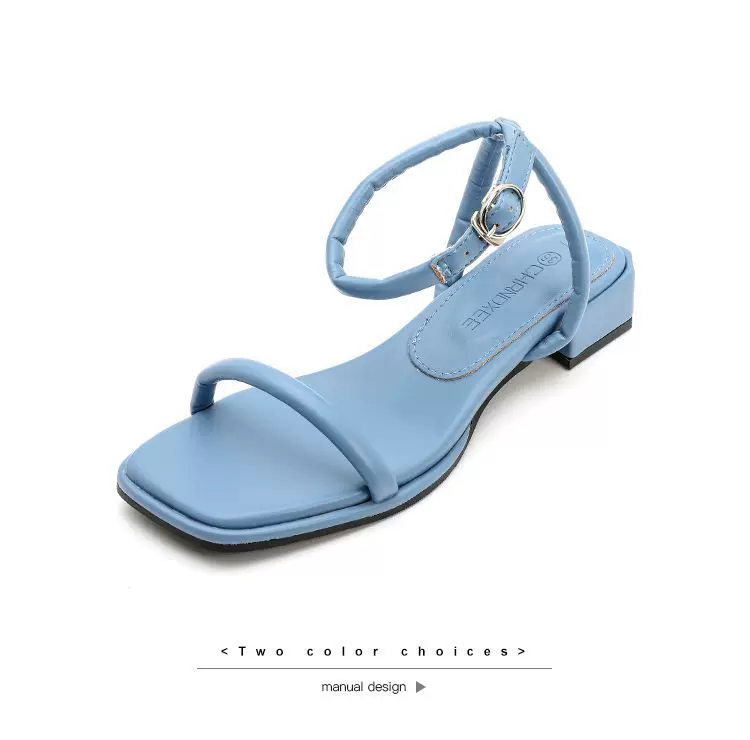 Tweed Style Beach Thick Heel Strap Sandals Women's New Summer Style Retro White Fairy Shoes 9 undefined