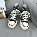 Thick-soled high-top wine red canvas shoes versatile retro new spring and summer casual platform bottom heightening shoes - Image 2