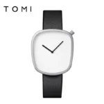 TOMI termi Pebble watch Quartz fashion men's and women's belt watch simple square watch - Image 3