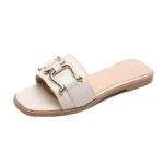 Slippers Women Summer New Simple plus size Metal Buckle Elegant One-word Fairy Style Sandals Wholesale - Image 5
