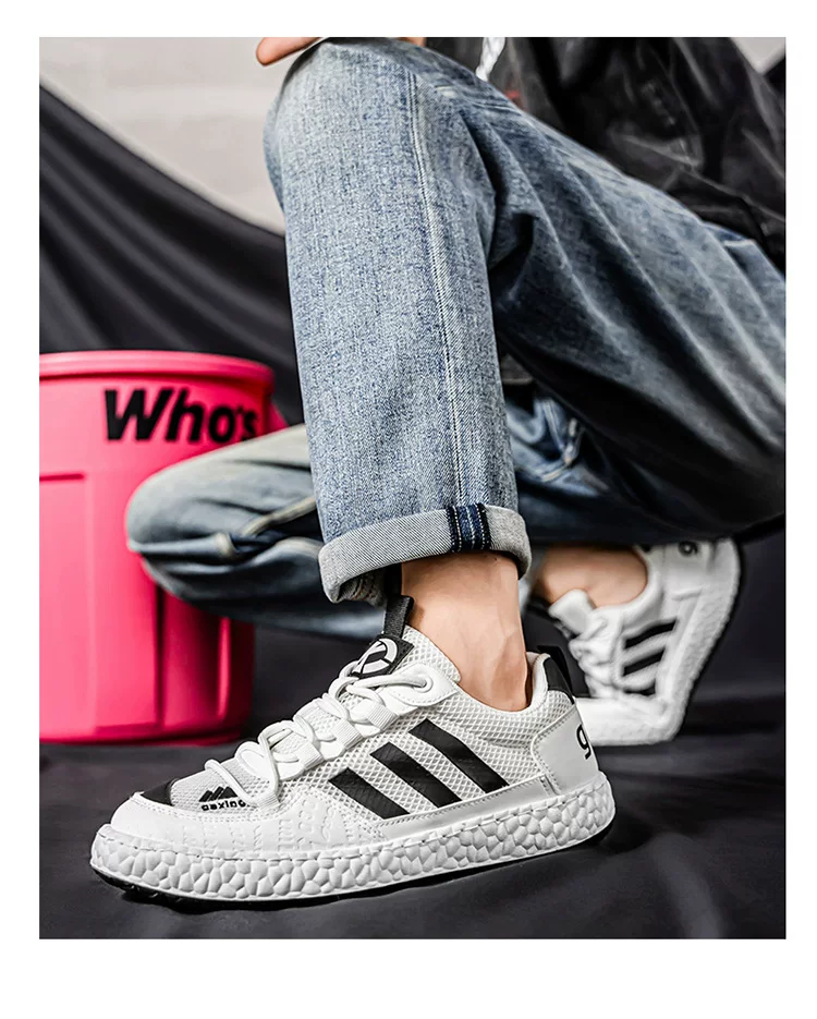 European Men's Low-Top Skate Shoes Student Versatile Sports Casual Shoes Tiktok Live Mesh Breathable Men's Shoes 11 undefined