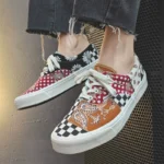 Dou Chuan New Canvas Shoes Women Cashew Flower Checkerboard Low Top Couple Men's and Women's Shoes Retro Women's Board Shoes Wholesale - Image 4