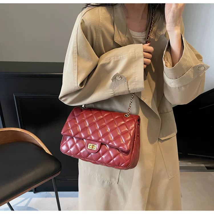 Lingge Chain European and American Retro Fashion Commuter Small Square Bag 21 undefined