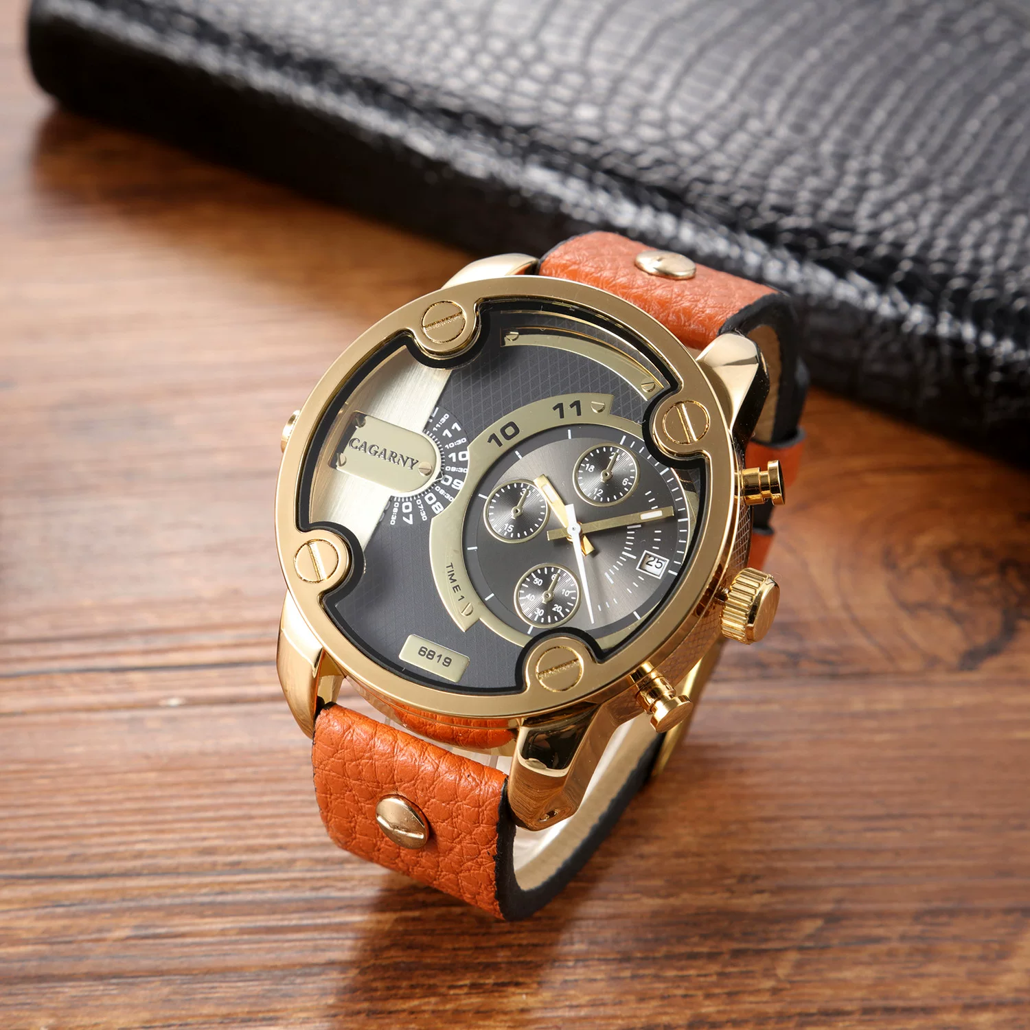 CAGARNY new watch men's watch large dial quartz watch calendar belt men's watch 9 undefined