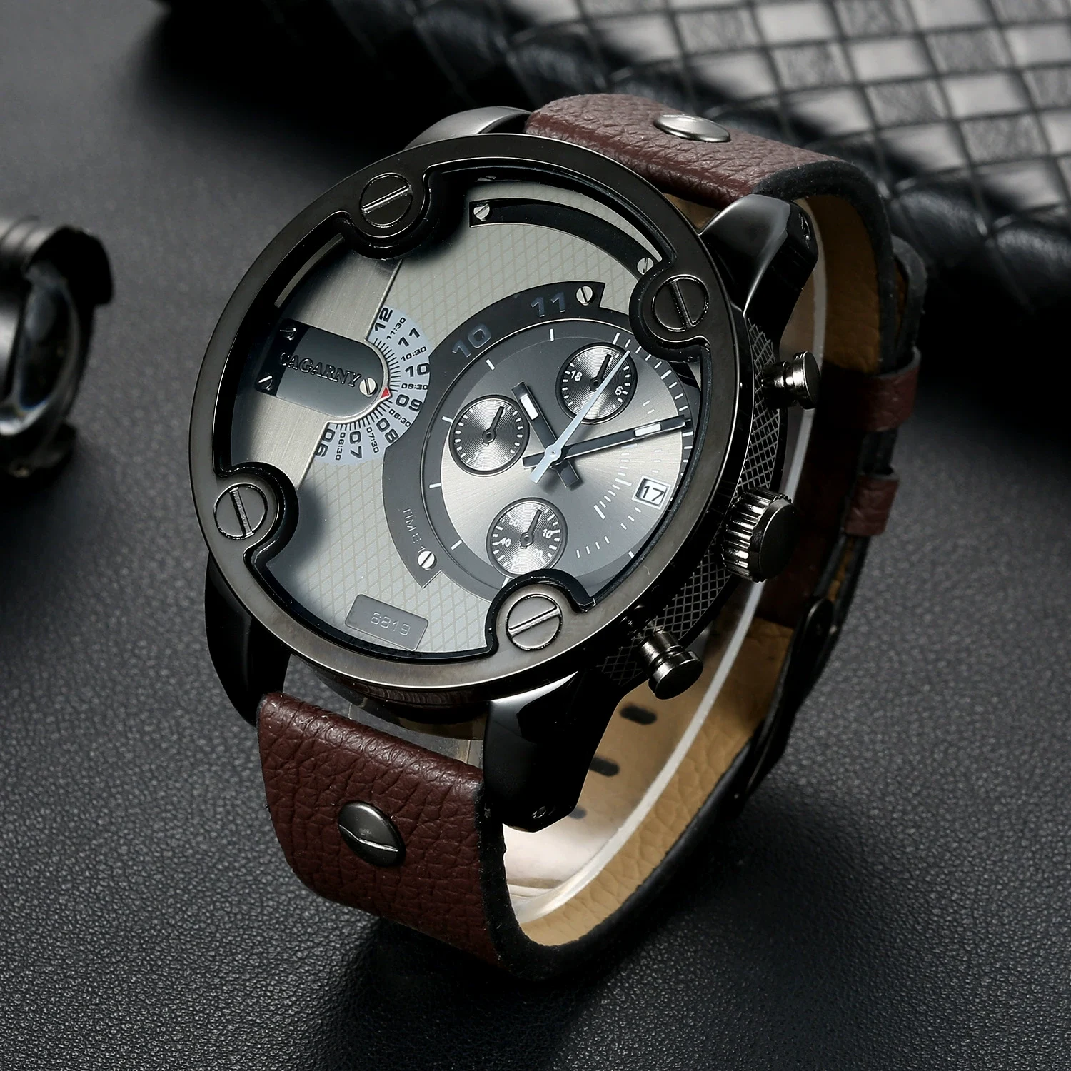 O1CN01GkV5N22I8QqKlGpP7_2496229241-0-cib.webp CAGARNY new watch men's watch large dial quartz watch calendar belt men's watch - Image 1
