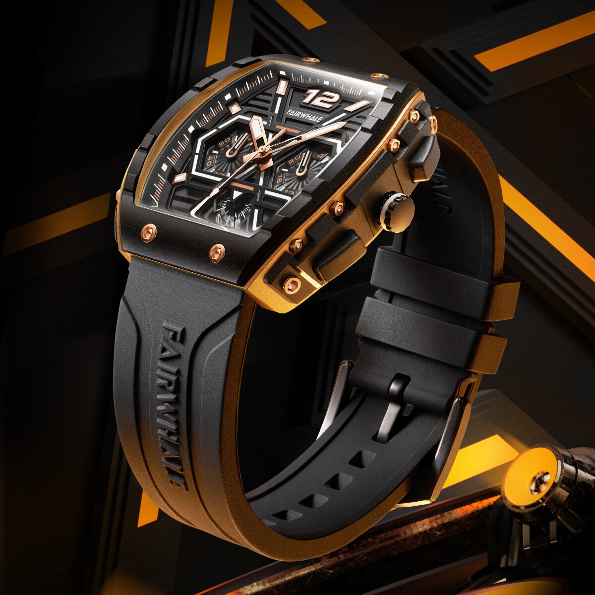 O1CN01LvHooC1jBdJjqjpDJ_2208718174510-0-cib.jpg Mark Waffee Mark Fairwhale Brand Watch Men's Multi-function Cool Three-eye Explosion Elegant Quartz Watch - Image 1