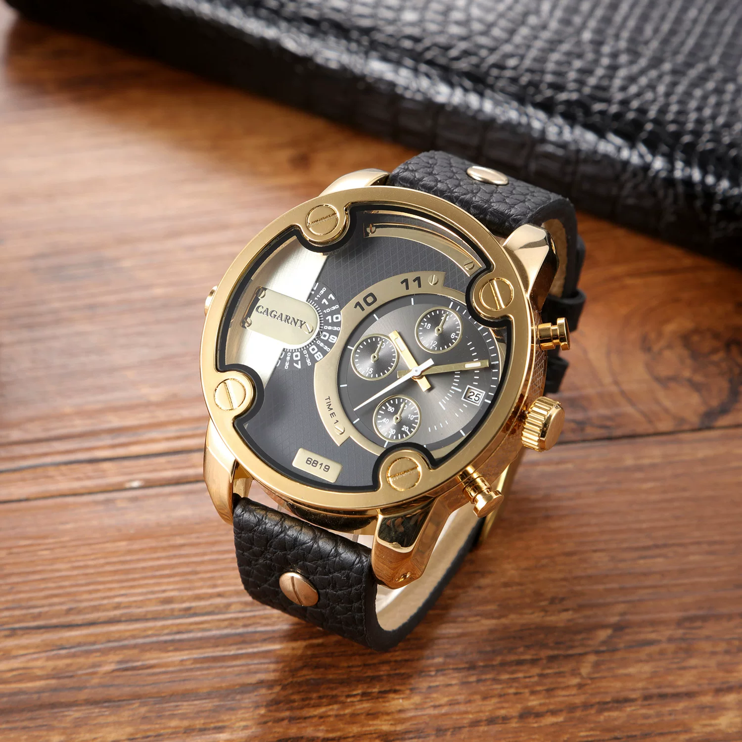 CAGARNY new watch men's watch large dial quartz watch calendar belt men's watch 6 undefined