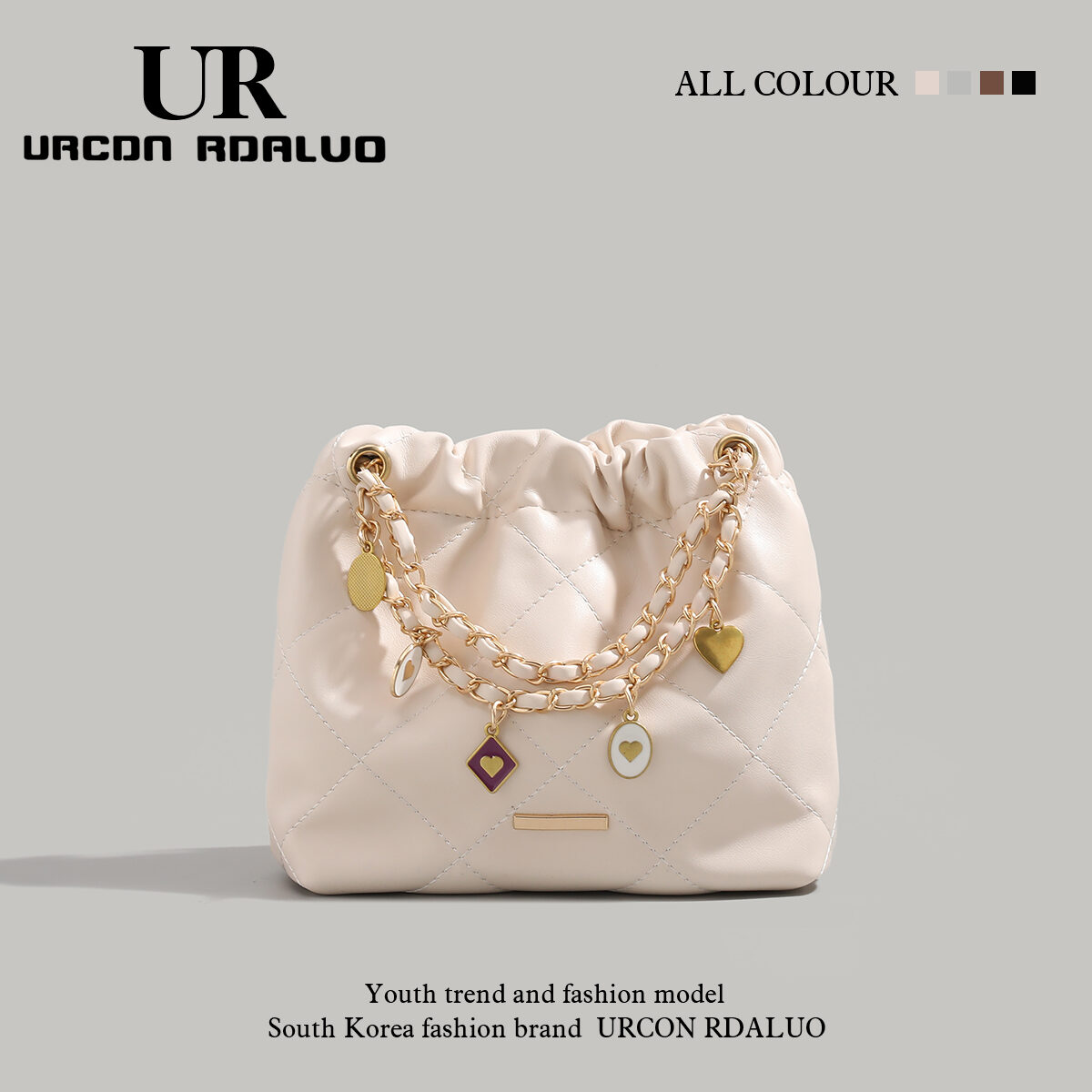 O1CN01SZNP1T1LNUcn96gdQ_1012761287.jpg Ur Diamond Chain Bucket Bag for Women New Commuter Armpit Bag Accessible Luxury Single Shoulder Crossbody Bag Small Square Bag - Image 1
