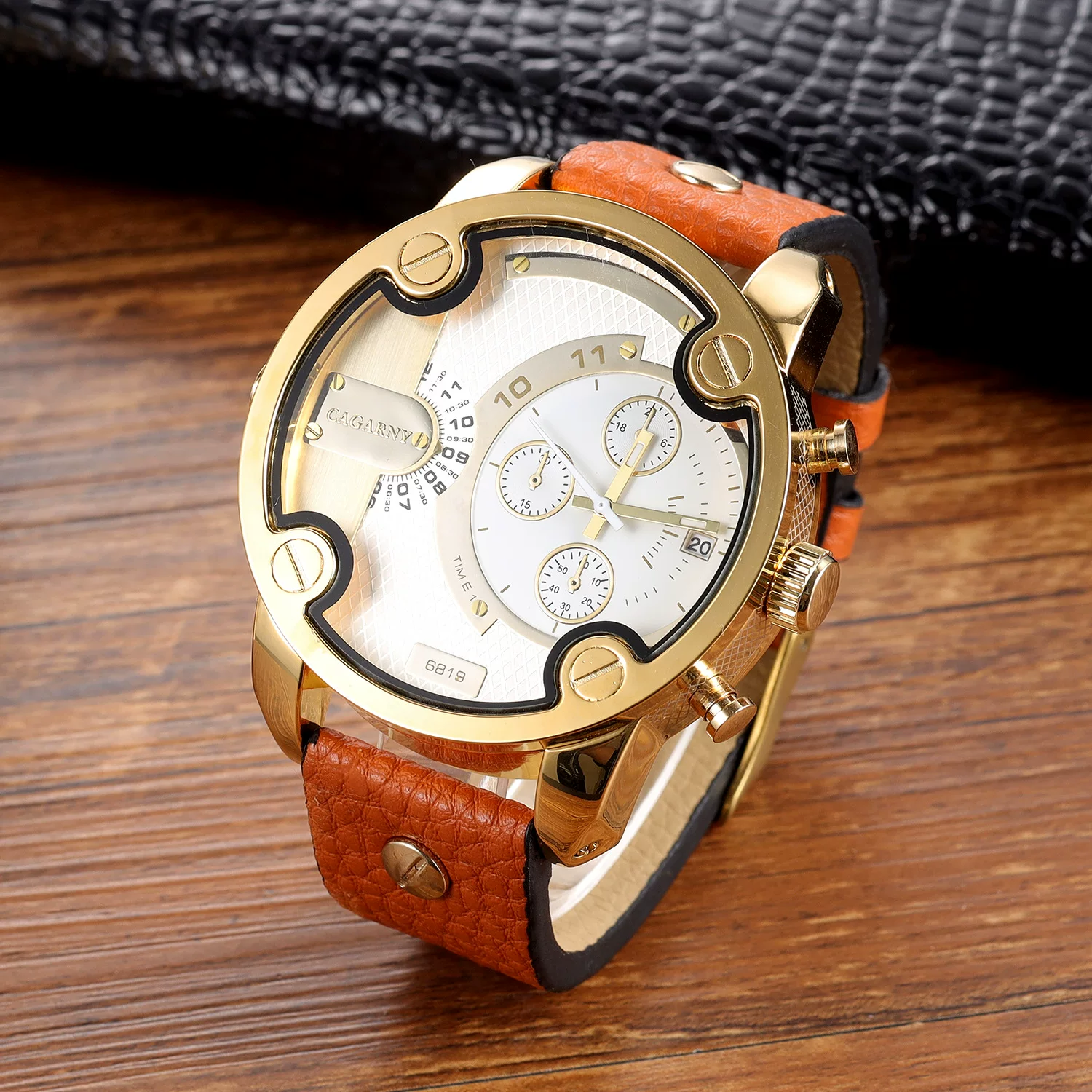 CAGARNY new watch men's watch large dial quartz watch calendar belt men's watch 12 undefined