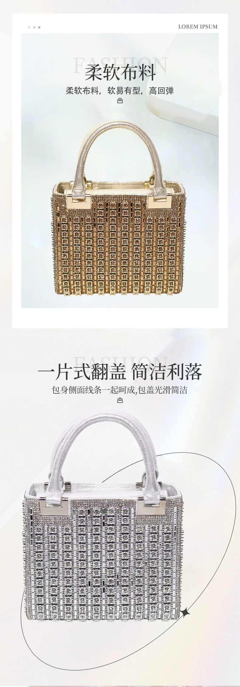 Evening Rhinestone Handbag Storage Bag Can Be Carried on One Shoulder, Multi-Color Elegant Bag Clutch Bag Gift Ready for Sale 3 O1CN01UJLx8Q1cIJm96AuTq 2214438213577 0 cib