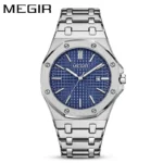 MEGIR new men's classic business steel band watch wholesale waterproof luminous calendar watch - Image 5