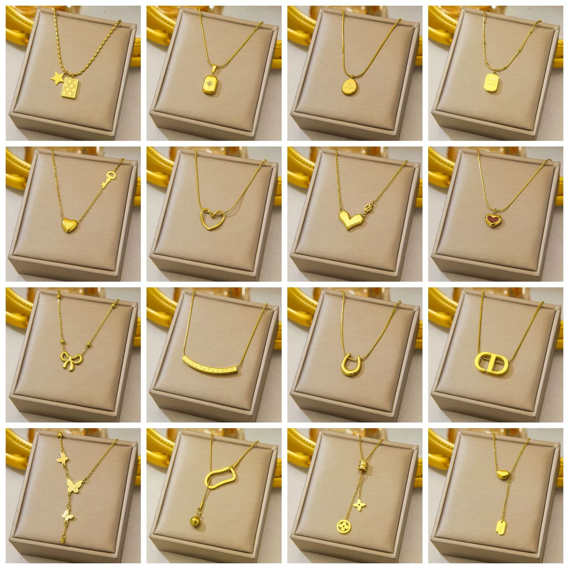 O1CN01a7HORB1jIVGF3oGUd_2218147214525-0-cib.webp Titanium Steel Necklace, Non-Fading, Light Luxury Niche Clavicle Chain Accessories, Women's Summer Versatile Jewelry, - Image 1