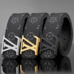 New Men's Hairstylist Leather Belt Trendy Young Men's Versatile Fashion Plaid Belt