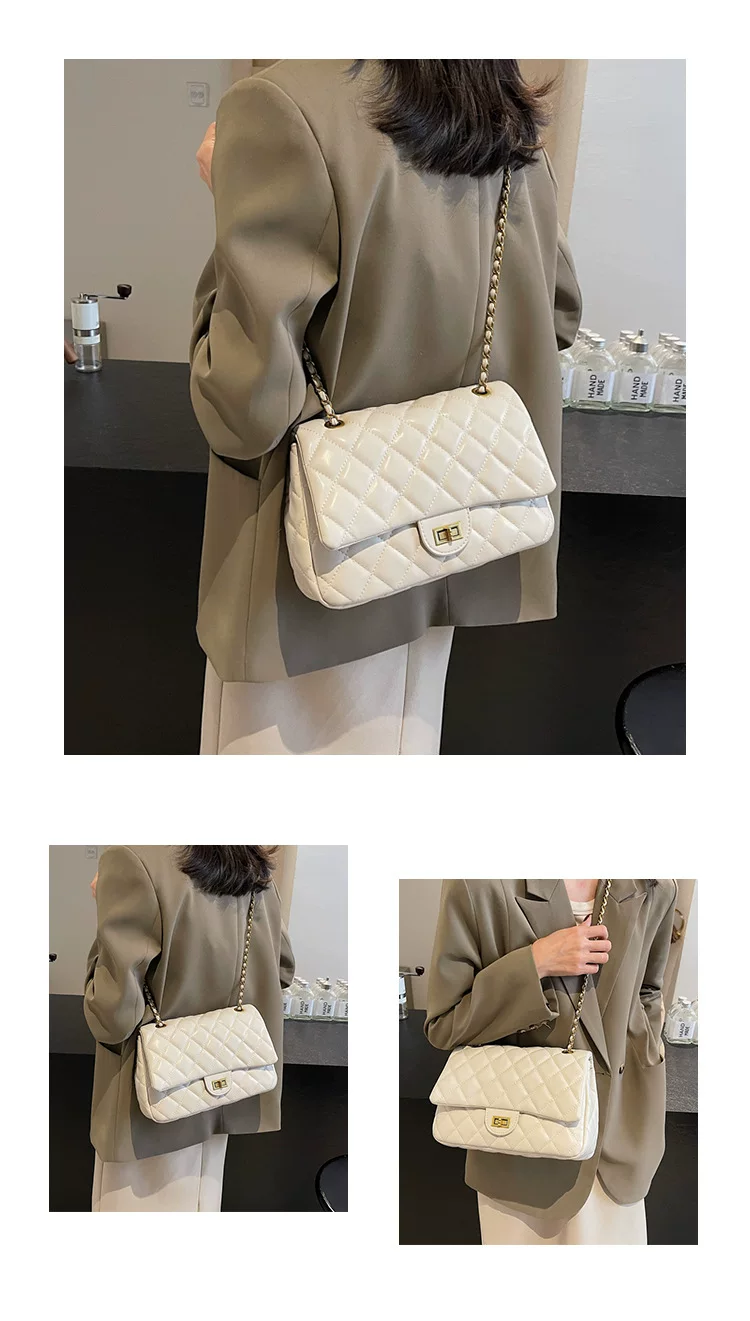 Lingge Chain European and American Retro Fashion Commuter Small Square Bag 10 undefined