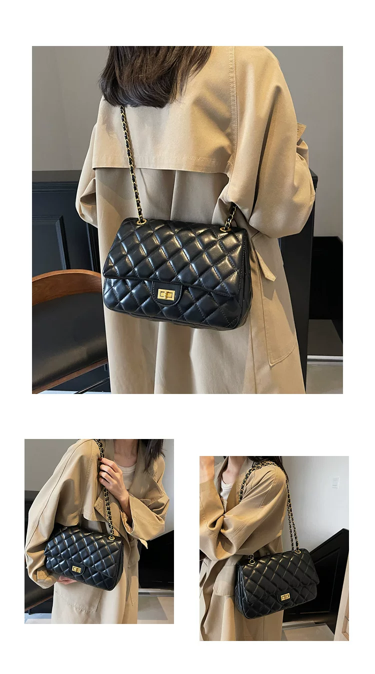 Lingge Chain European and American Retro Fashion Commuter Small Square Bag 9 undefined