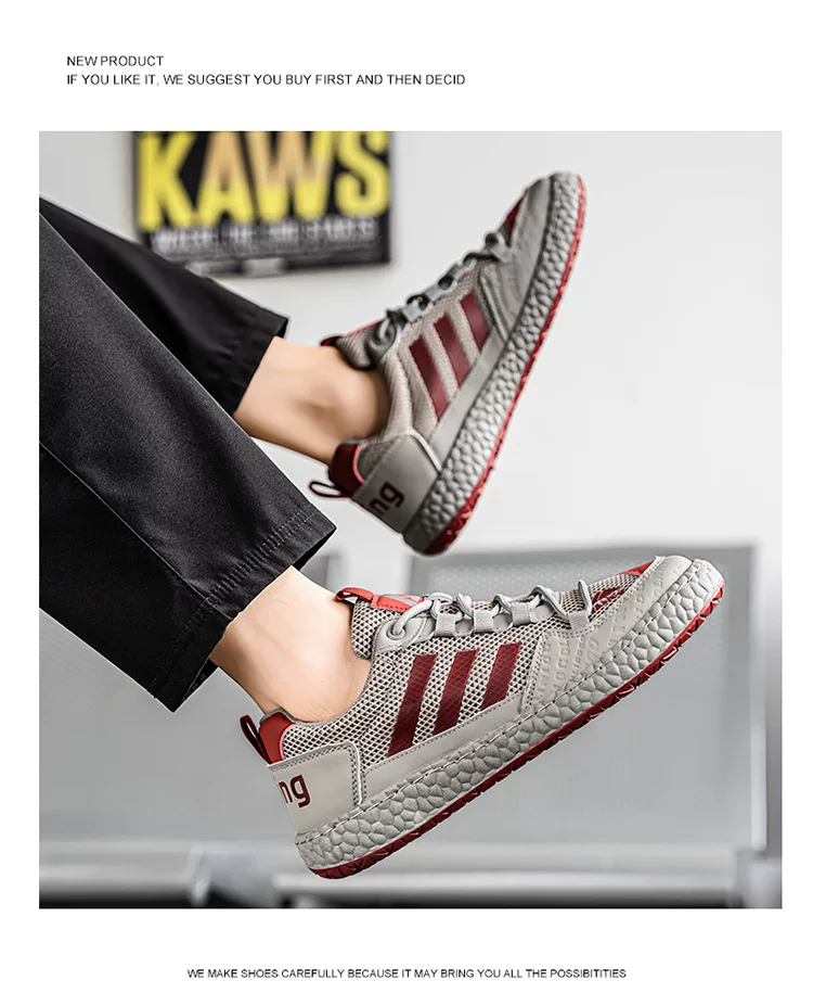 European Men's Low-Top Skate Shoes Student Versatile Sports Casual Shoes Tiktok Live Mesh Breathable Men's Shoes 24 undefined