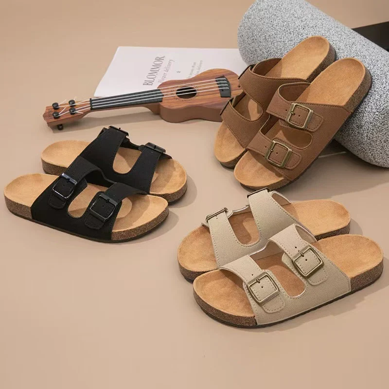 O1CN01qfq44Q1knTdMA4EZK_2218424454728-0-cib.webp New Summer Fashionable Buckle Leather Bocon Flat Beach Casual Sandals and Slippers for Men and Women Half Slippers Thick Bottom Outer - Image 1