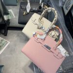 Lychee Pattern Hand-Held Silk Scarf Platinum Bag New High-End Large-Capacity Single Shoulder Kelly Bag Kelly Cross-Border