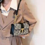 High-grade Texture Women's Bag New French Printed Chain Crossbody Bag All-match Shoulder Bag Retro Small Square Bag - Image 3