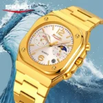 Time beauty watch fashion men's quartz watch solid steel band 5 pin waterproof multifunctional business quartz watch men - Image 3