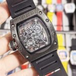 Lixide Barrel-Shaped Black Silicone Watch with Hollow Transparent Bottom Casual Pointer Men's Watch Moon Phase Moon Phase Function - Image 4