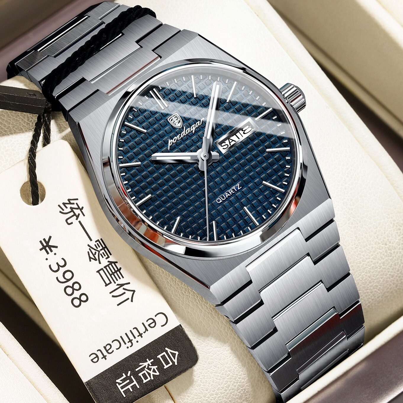 O1CN012wOjqi1yMMpXJRvmL_2212877916564-0-cib.jpg Poedagar Waterproof Calendar Men's Simple Watch New Lightweight Quartz Watch P821 - Image 1