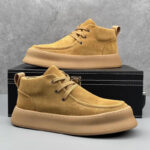 Autumn and Winter Hong Kong Style Trendy All-match Casual Board Shoes High-top Men's Shoes Men's Reversed Leather Shoes Mid-top Martin Boots - Image 2