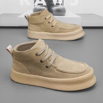 Autumn and Winter Hong Kong Style Trendy All-match Casual Board Shoes High-top Men's Shoes Men's Reversed Leather Shoes Mid-top Martin Boots - Image 4