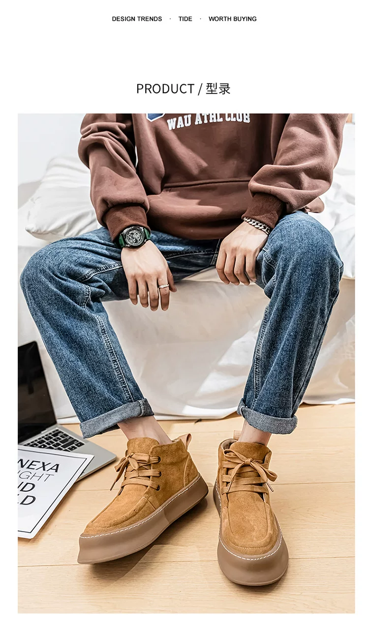 Autumn and Winter Hong Kong Style Trendy All-match Casual Board Shoes High-top Men's Shoes Men's Reversed Leather Shoes Mid-top Martin Boots 11 O1CN01qPfqi61YCaJc5Vw9p 4175403023 0 cib