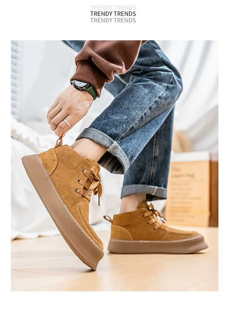 Autumn and Winter Hong Kong Style Trendy All-match Casual Board Shoes High-top Men's Shoes Men's Reversed Leather Shoes Mid-top Martin Boots 13 O1CN01vVRsJc1YCaJbhvXN4 4175403023 0 cib