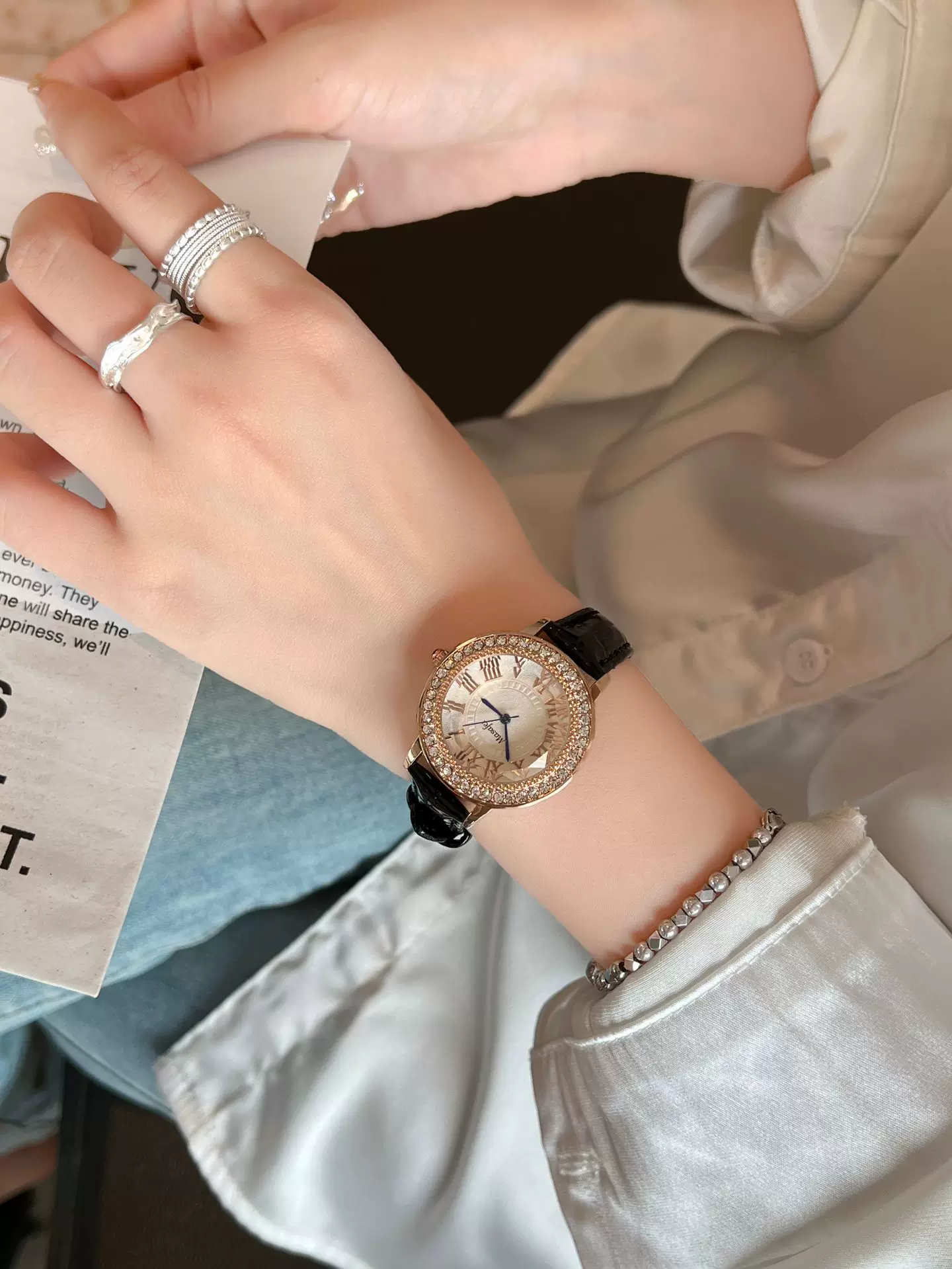 Trendy Brand New Roman Steel Strap Genuine Leather Diamond-Encrusted Women's Watch Quartz Luxury Diamond-Encrusted 8 O1CN014PnpS51riAJFHDQyp 2218159085664 0 cib