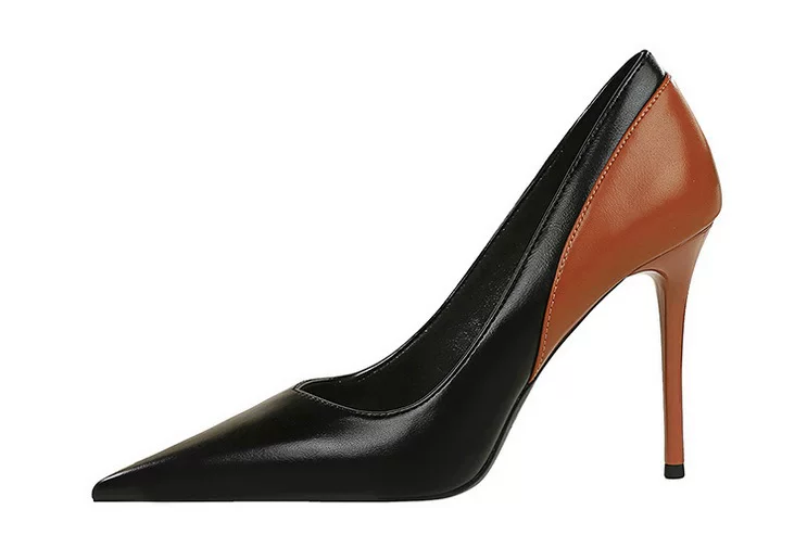 Stiletto heel banquet women's shoes shallow mouth pointed color matching spring and autumn new super high heel shoes 14 undefined