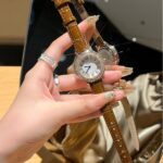 Trendy Brand New Roman Steel Strap Genuine Leather Diamond-Encrusted Women's Watch Quartz Luxury Diamond-Encrusted - Image 3
