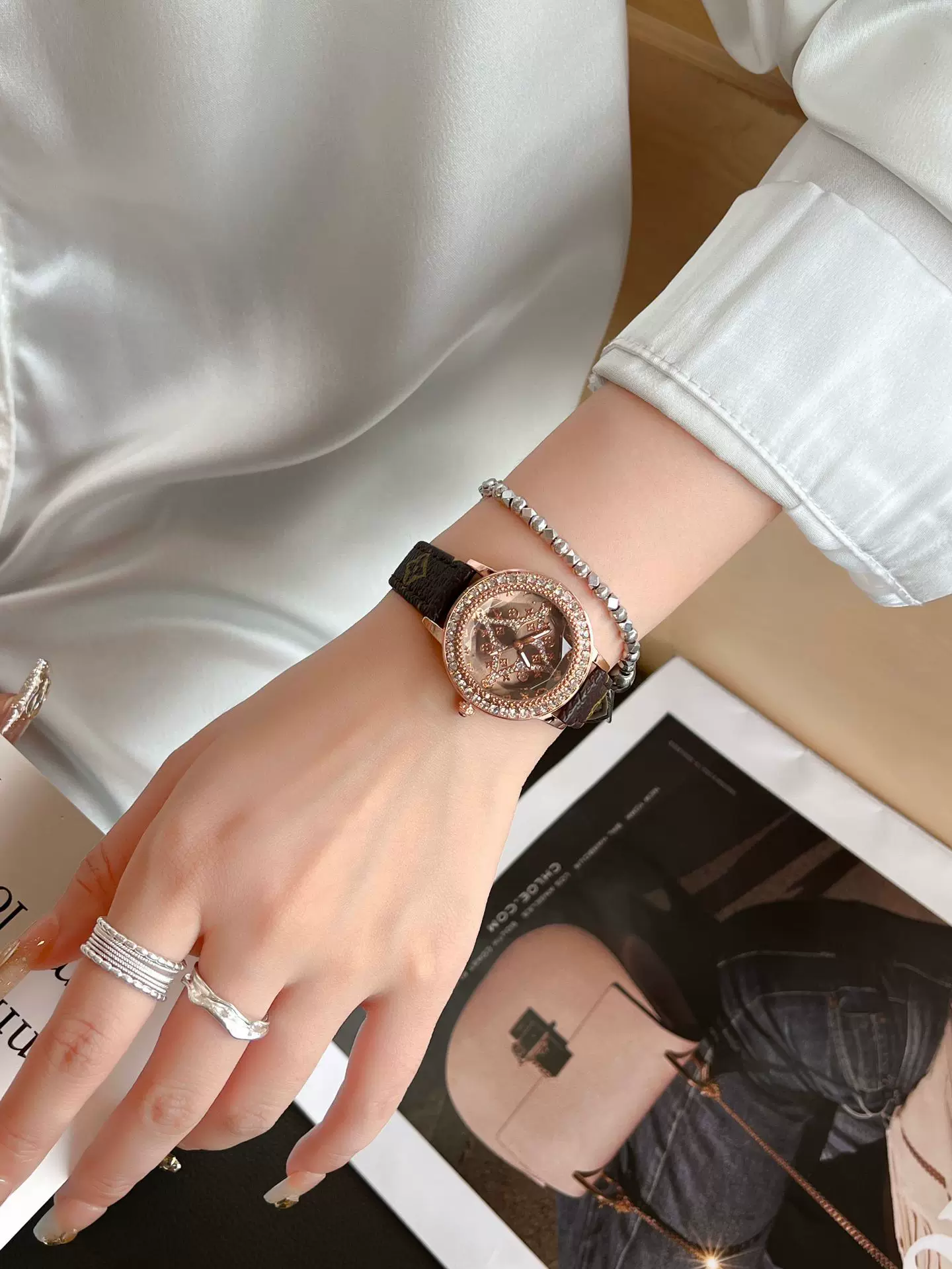 Counter Straight Hair Quality Trendy Brand New Diamond Digital Women's Steel Band Watch Douyin Popular Genuine Leather Women's Versatile 6 O1CN01dSrGzb1riAJP1bKlW 2218159085664 0 cib